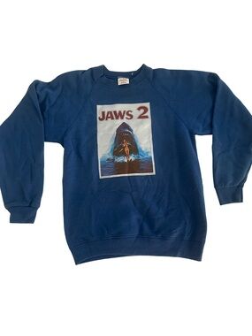 Navy Jaws 2 Graphic Crewneck Sweatshirt - Unbranded